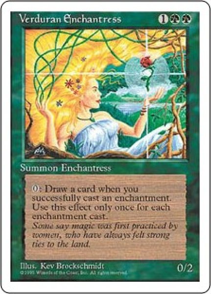 画像1: [日本語版/NM-]《新緑の女魔術師/Verduran Enchantress》(4ED)※黒枠 (1)